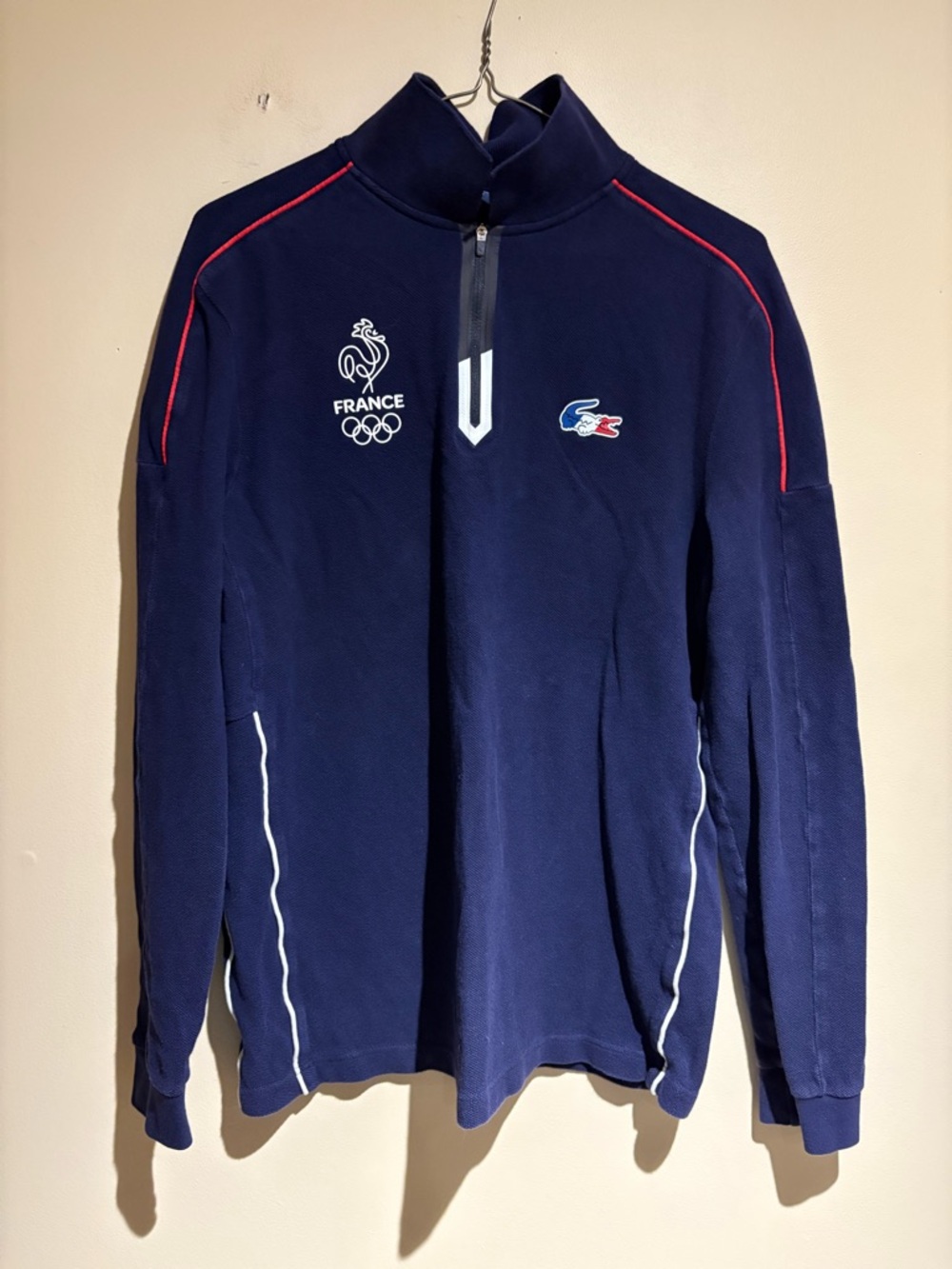 Lacoste Olympic France 1/4 Zip Long Sleeve Navy Size 4